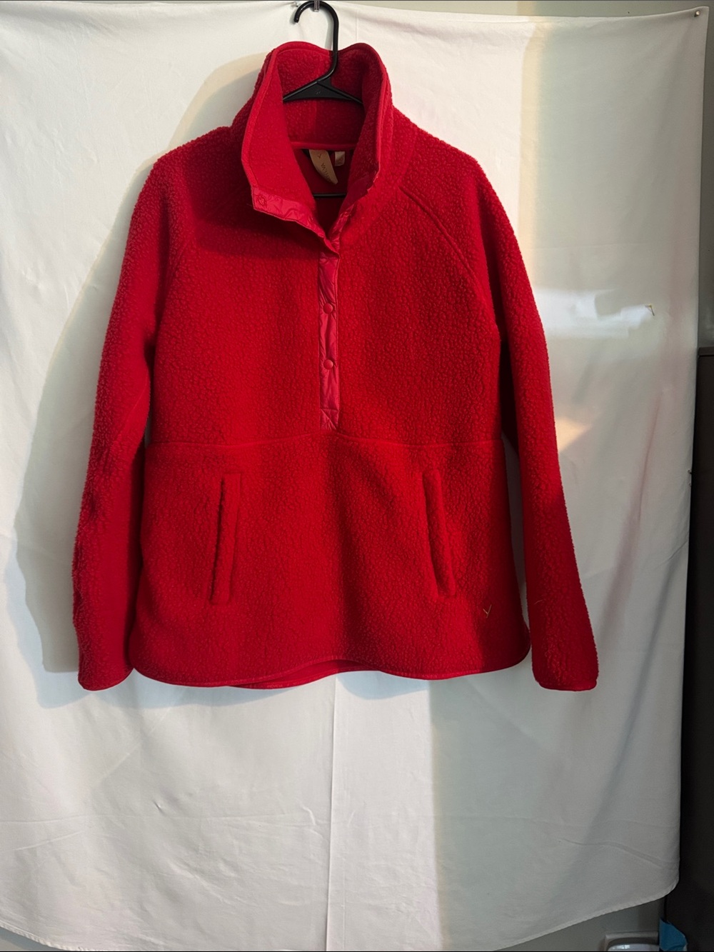 Red Half-Zip Fleece Turtleneck Pullover